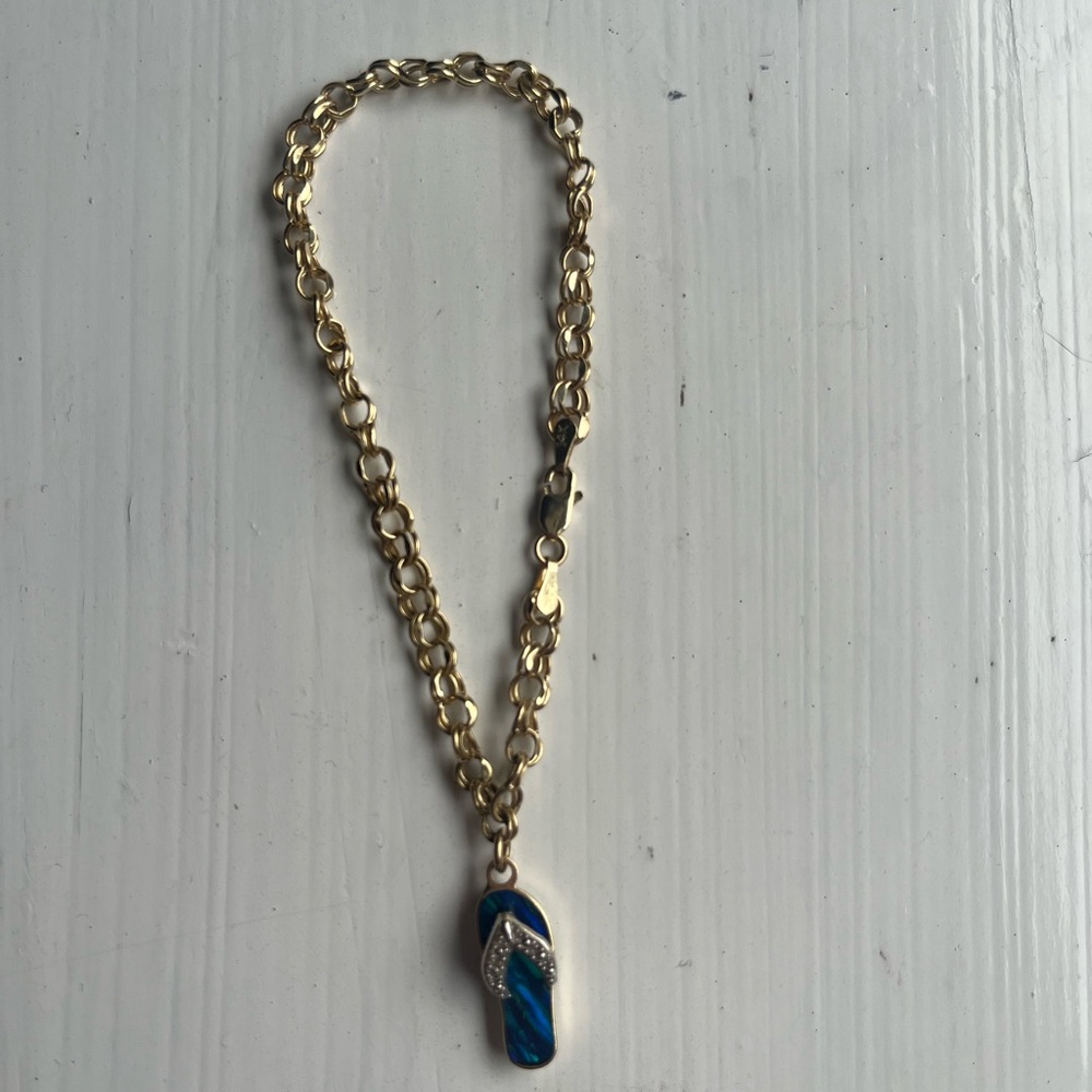 ZRW bracelet 14k gold with opal flip flop charm